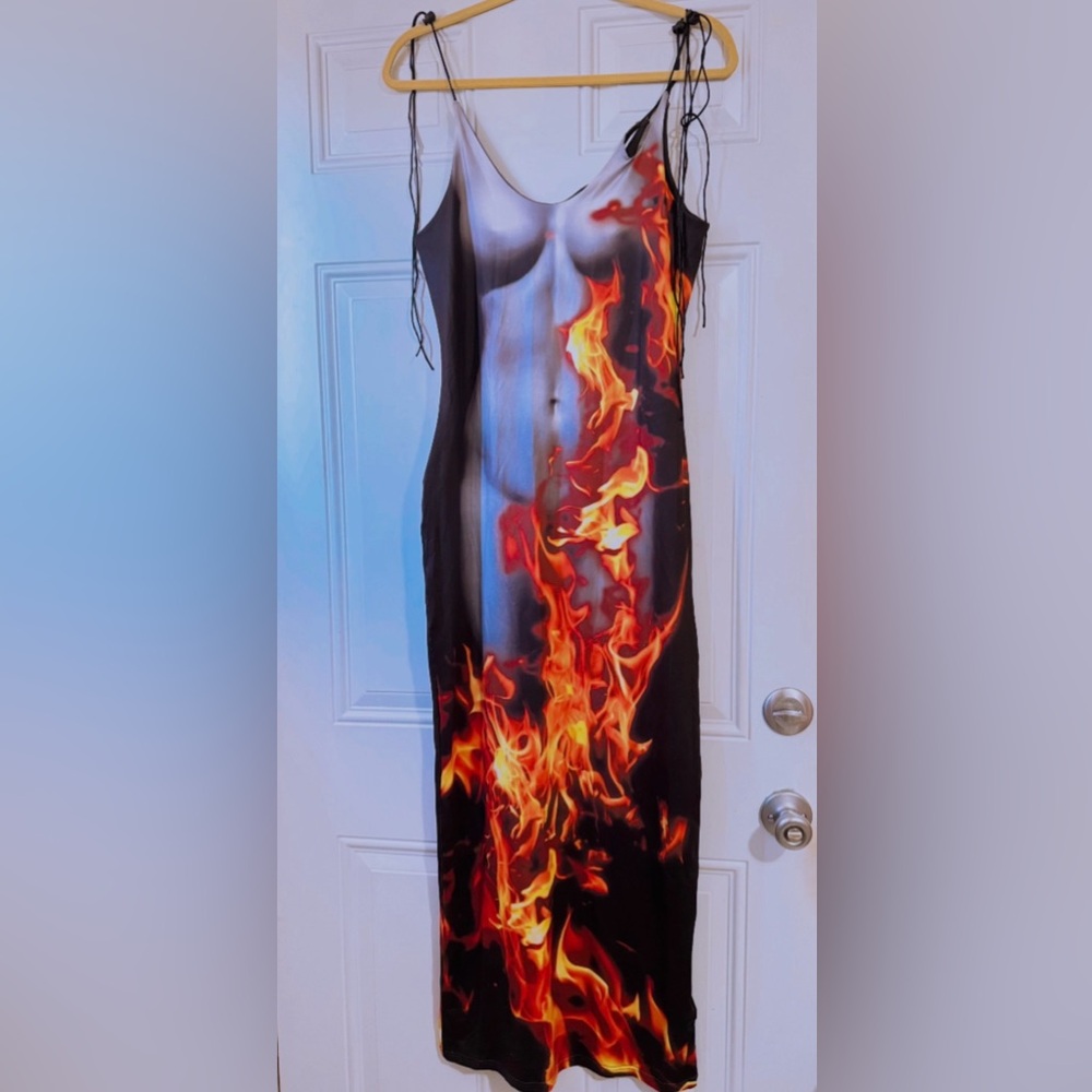 Flame body print maxi dress